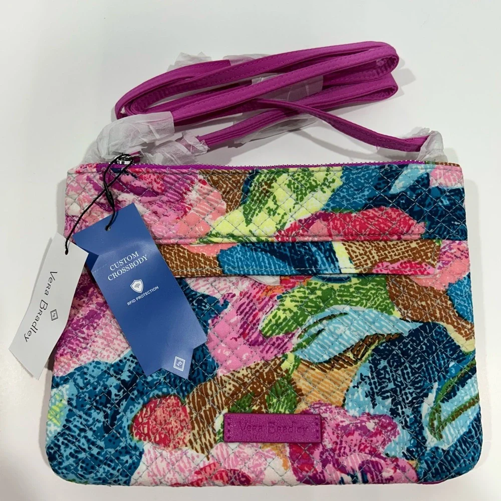 Vera Bradley Bright Pink “Superbloom” Crossbody Multiple use Two-piece NEW RFID